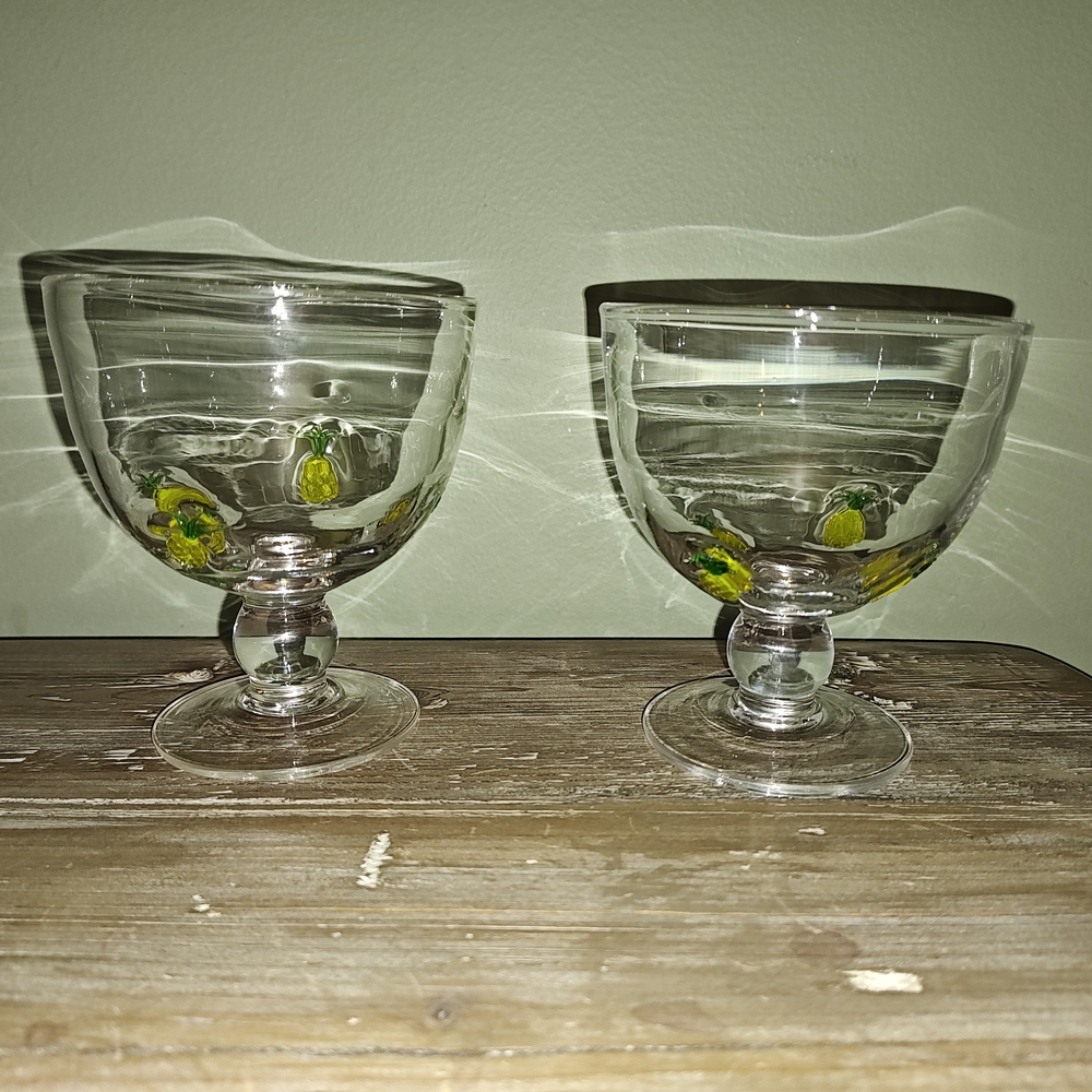 Anthropologie Penelope Pineapple Goblet Glasses - Set Of 2